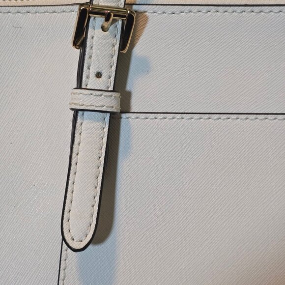 Michael Kors Ciara Large Saffiano Leather Shoulder Double Strap Tote Optic White - Picture 5 of 11